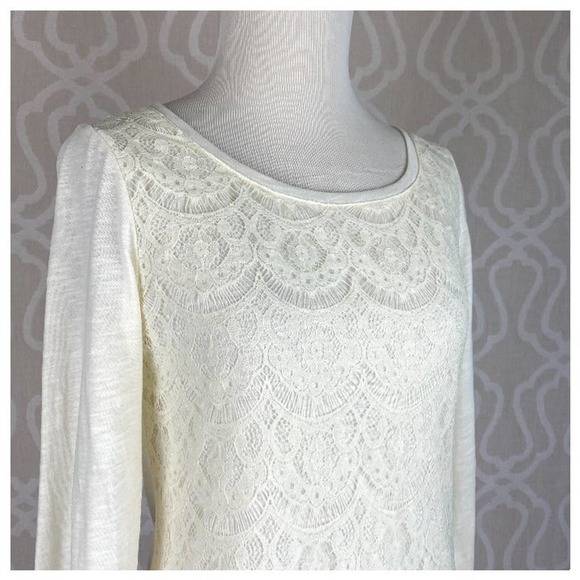 Lauren Conrad Ivory Lace Knit Top - Picture 2 of 11
